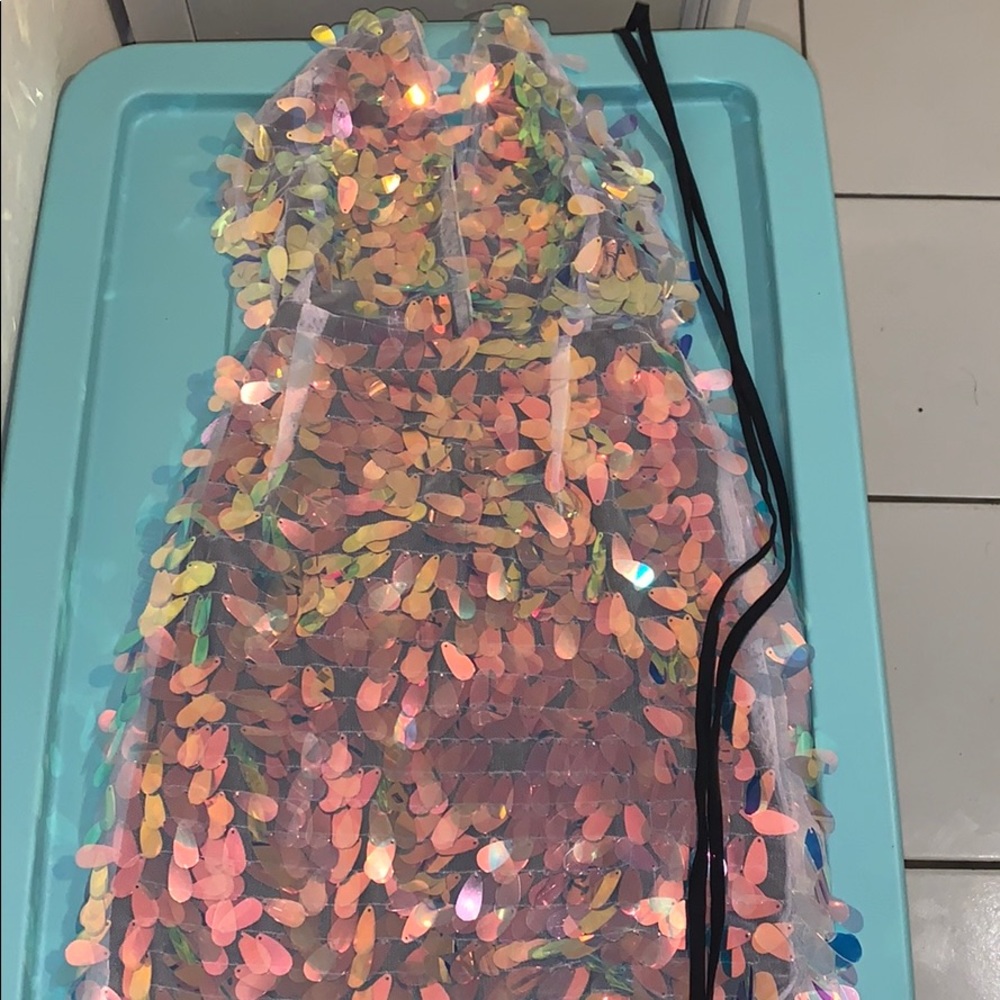 Backless Multicolor Sequin Mini Dress